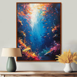Blue orange coral clownfish Marine life - Coral Framed Canvas Art