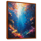 Blue orange coral clownfish Marine life - Coral Framed Canvas Art