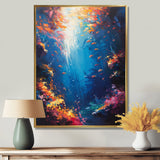 Blue orange coral clownfish Marine life - Coral Framed Canvas Art
