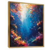 Blue orange coral clownfish Marine life - Coral Framed Canvas Art