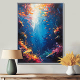Blue orange coral clownfish Marine life - Coral Framed Canvas Art