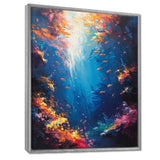 Blue orange coral clownfish Marine life - Coral Framed Canvas Art