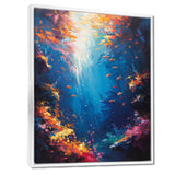 Blue orange coral clownfish Marine life - Coral Framed Canvas Art