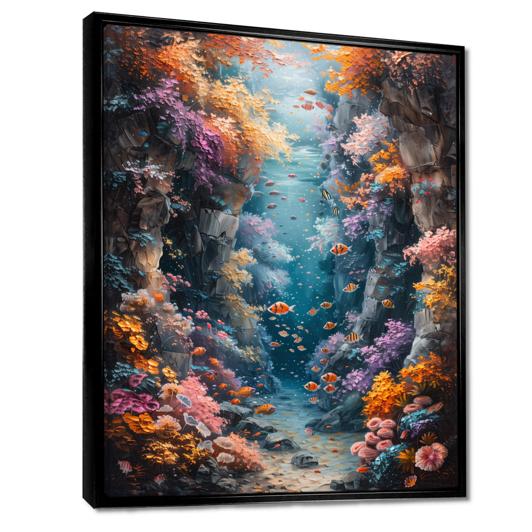 Orange blue coral Marine Marvel dreams - Coral Canvas Wall Art