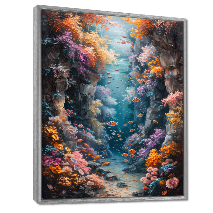Orange blue coral Marine Marvel dreams - Coral Canvas Wall Art