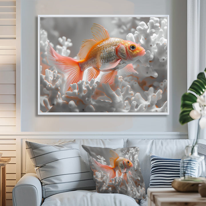 Orange white fish coral dream - Fish Wall Art Prints