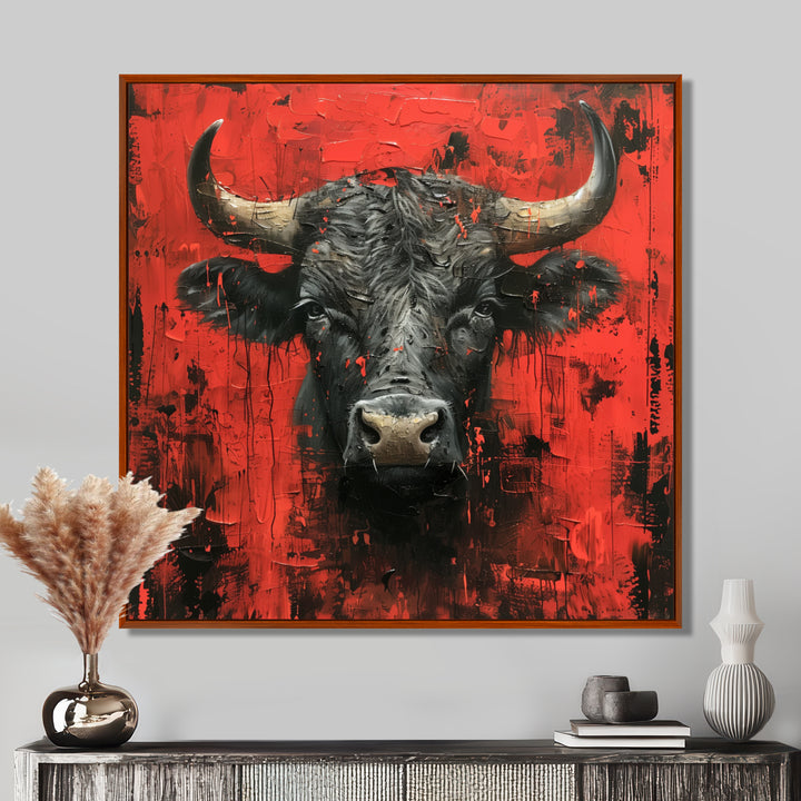 Red Taurus Astrology Bulls Resolve - Red Taurus Wall Art