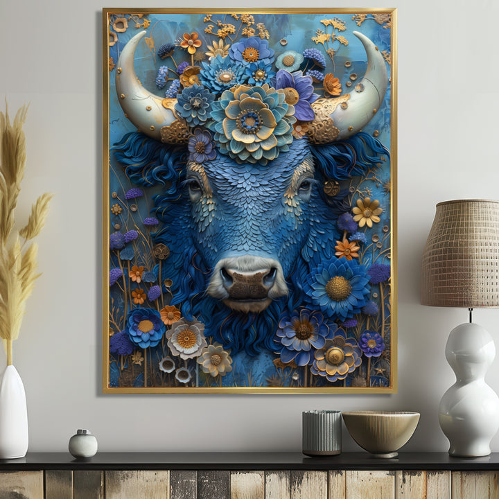 Blue Taurus Astrology Cosmic Harmony - Blue Taurus Wall Art