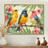 Yellow Birds on a brand of Garden of Eden - Bird Bedroom Wall Art