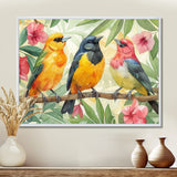 Yellow Birds on a brand of Garden of Eden - Bird Bedroom Wall Art