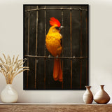 Yellow red Caged Bird elegance - Bird Canvas Wall Art
