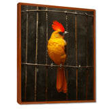 Yellow red Caged Bird elegance - Bird Canvas Wall Art