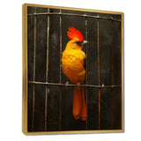 Yellow red Caged Bird elegance - Bird Canvas Wall Art