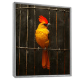 Yellow red Caged Bird elegance - Bird Canvas Wall Art