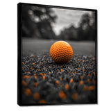 Monochrome Orange Grey Golf Ball I - Golf Canvas Wall Art