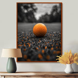 Monochrome Orange Grey Golf Ball I - Golf Canvas Wall Art