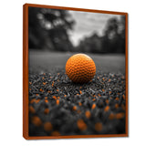 Monochrome Orange Grey Golf Ball I - Golf Canvas Wall Art