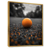 Monochrome Orange Grey Golf Ball I - Golf Canvas Wall Art