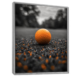 Monochrome Orange Grey Golf Ball I - Golf Canvas Wall Art