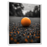 Monochrome Orange Grey Golf Ball I - Golf Canvas Wall Art