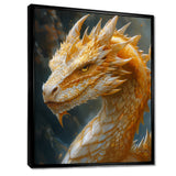 Yellow white Golden Claw Dragon - Dragons Framed Canvas Art