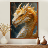 Yellow white Golden Claw Dragon - Dragons Framed Canvas Art