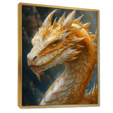 Yellow white Golden Claw Dragon - Dragons Framed Canvas Art
