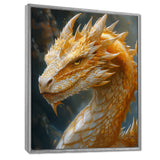 Yellow white Golden Claw Dragon - Dragons Framed Canvas Art