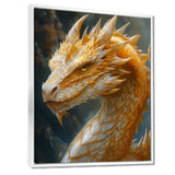 Yellow white Golden Claw Dragon - Dragons Framed Canvas Art