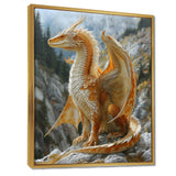Yellow white Golden Wings Dragon - Dragons Large Canvas Wall Art