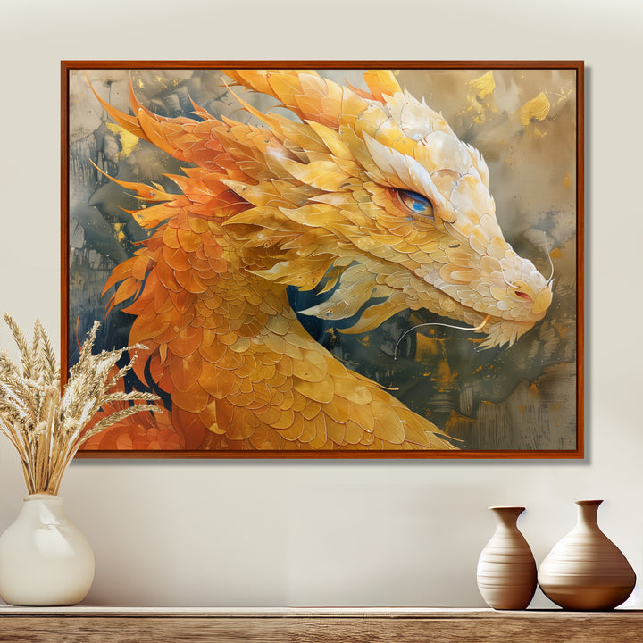 Treasured Scales Dragon collage - Dragons Canvas Wall Art