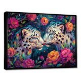 White leopard love flower blooms - Leopard Living Room Wall Art