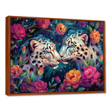 White leopard love flower blooms - Leopard Living Room Wall Art