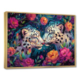 White leopard love flower blooms - Leopard Living Room Wall Art