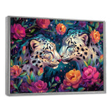 White leopard love flower blooms - Leopard Living Room Wall Art