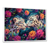White leopard love flower blooms - Leopard Living Room Wall Art