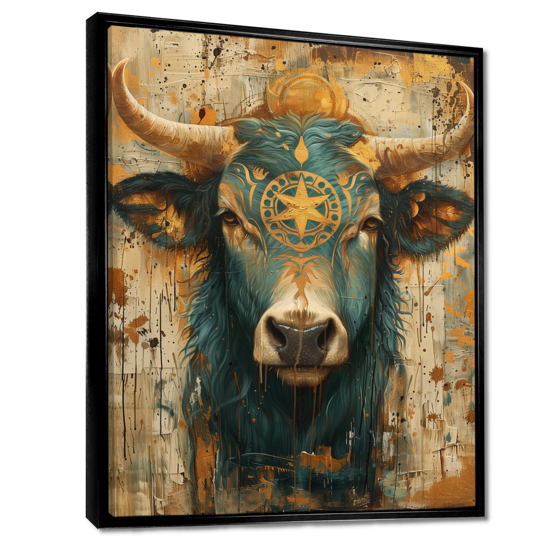 Vintage green Taurus constellation zodiac portrait - Taurus Wall Art Prints