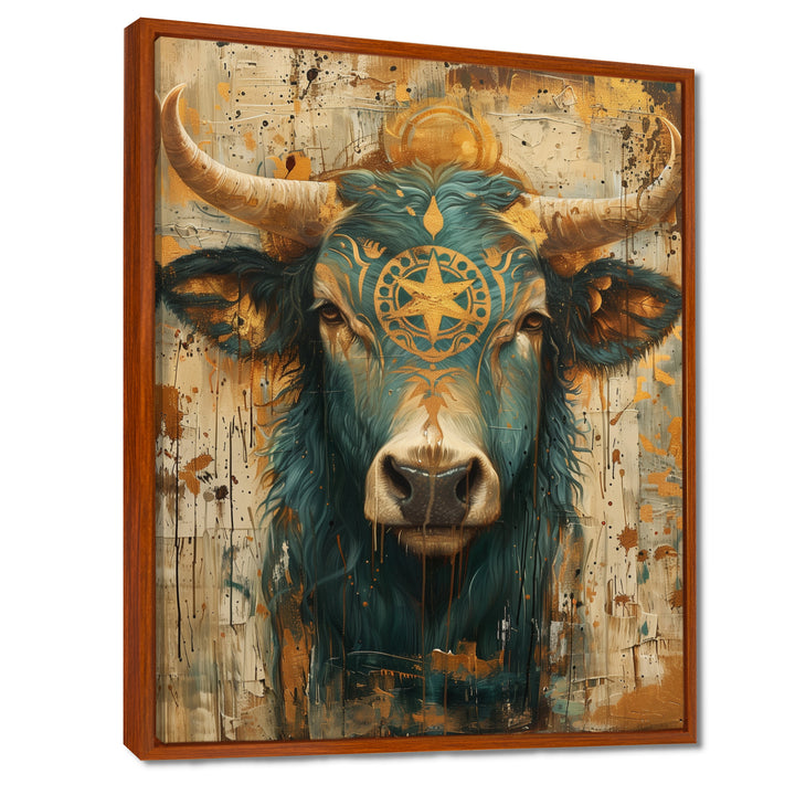 Vintage green Taurus constellation zodiac portrait - Taurus Wall Art Prints