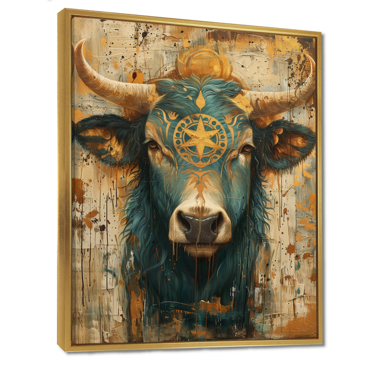 Vintage green Taurus constellation zodiac portrait - Taurus Wall Art Prints