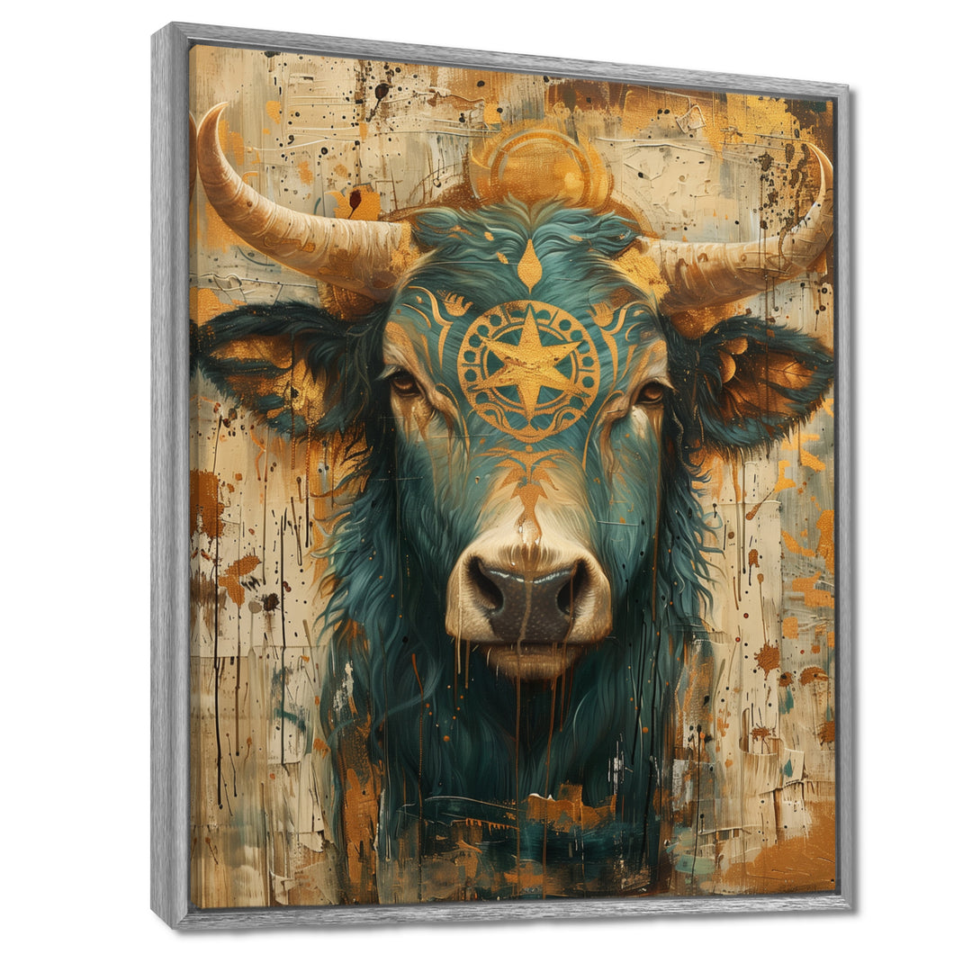 Vintage green Taurus constellation zodiac portrait - Taurus Wall Art Prints