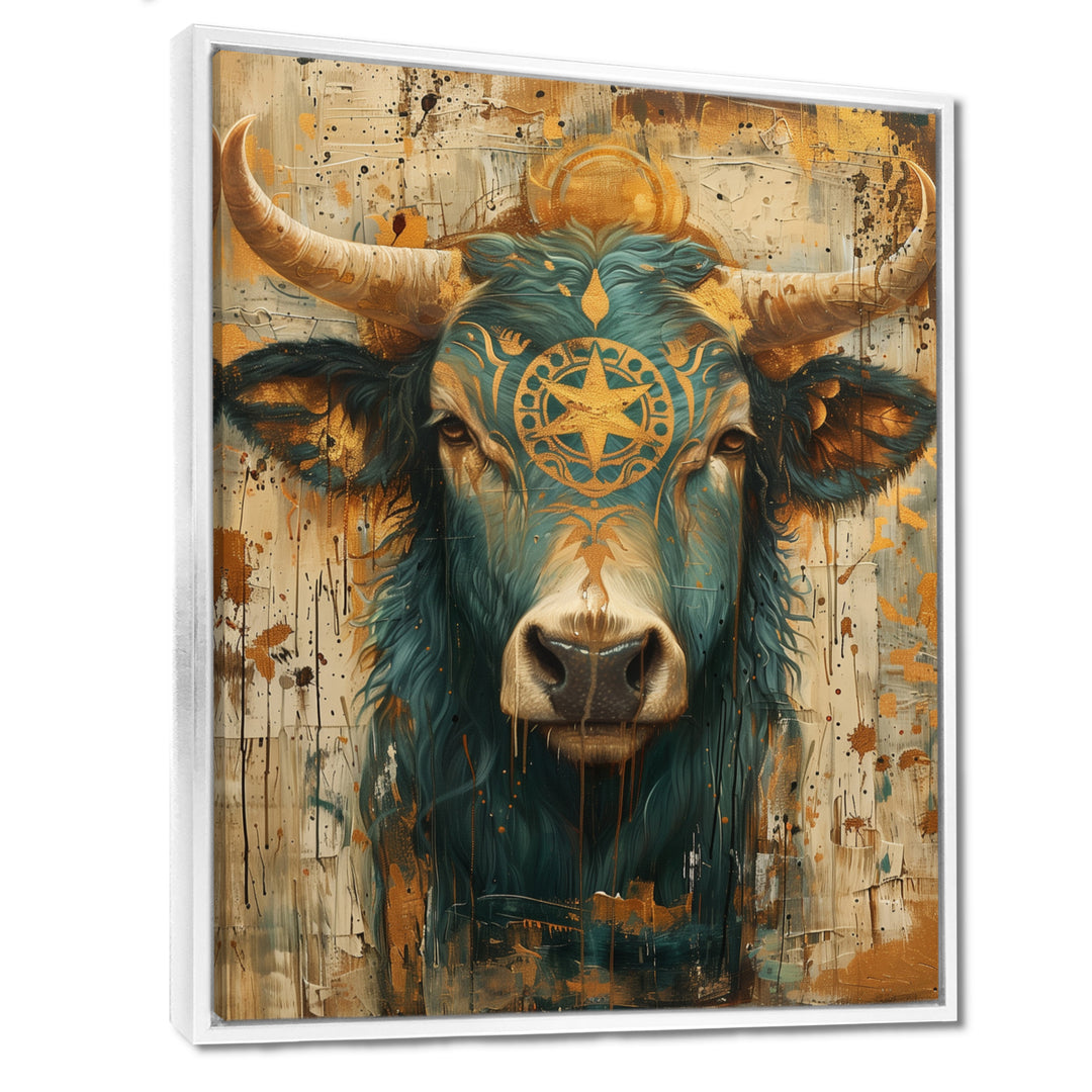 Vintage green Taurus constellation zodiac portrait - Taurus Wall Art Prints