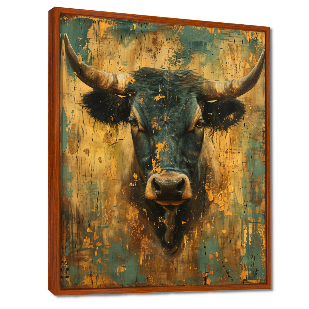 Vintage golden green Taurus - Taurus Wall Art Prints
