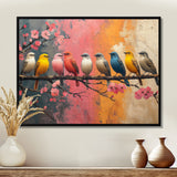White blue birds on floral branch - Bird Home Decor Art