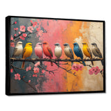 White blue birds on floral branch - Bird Home Decor Art
