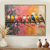 White blue birds on floral branch - Bird Home Decor Art