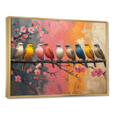 White blue birds on floral branch - Bird Home Decor Art