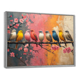 White blue birds on floral branch - Bird Home Decor Art