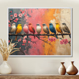 White blue birds on floral branch - Bird Home Decor Art