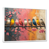 White blue birds on floral branch - Bird Home Decor Art