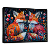 Orange green autumn Fox dreams meadow - Fox Large Canvas Wall Art